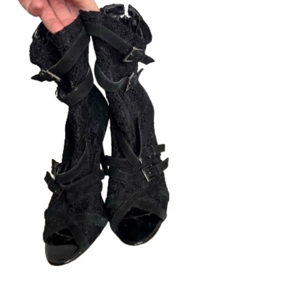 Guess Lace Strappy Buckle Bootie Heels - Picture 3 of 7